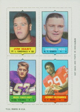 1969 Topps Four in One Hart/Dess/Alexander/Tingelhoff # Football Card