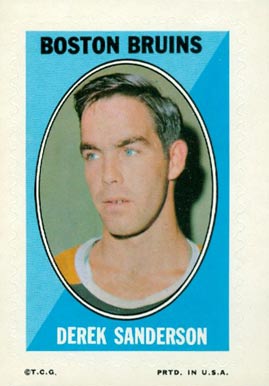 1970 Topps/OPC Sticker Stamps Derek Sanderson # Hockey Card