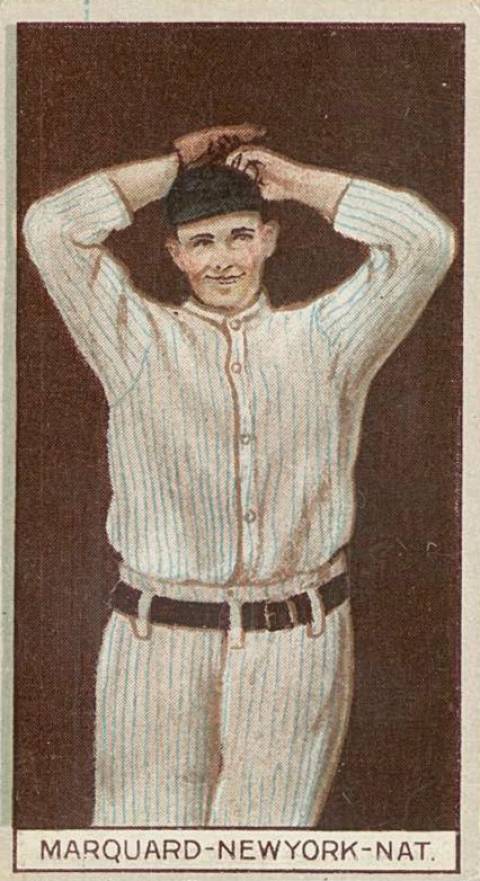 1912 Brown Backgrounds Common back Richard Marquard # Baseball Card