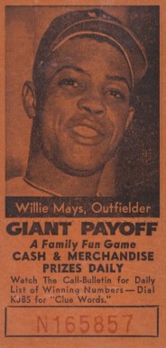 1958 San Francisco Call-Bulletin Giants Willie Mays # Baseball Card