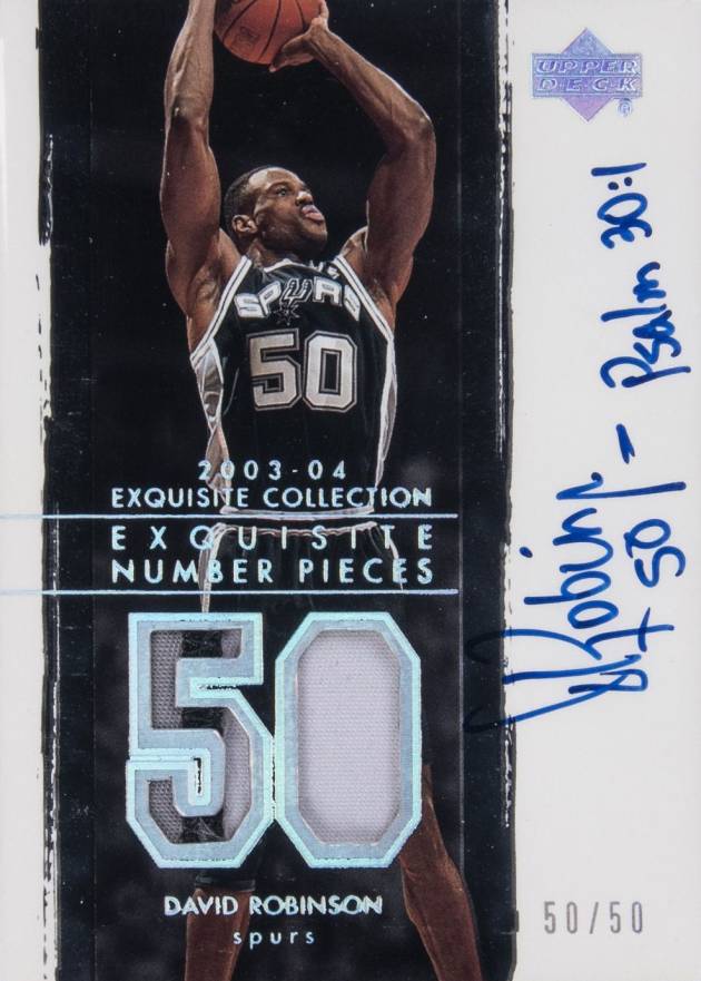 2003 UD Exquisite Collection Number Piece Autographs David Robinson #NP-DA Basketball Card