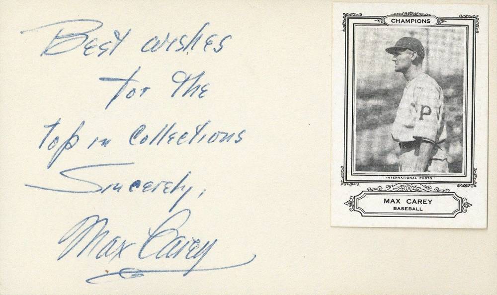 1999 Hall of Fame Autographs Max Carey # Baseball Card