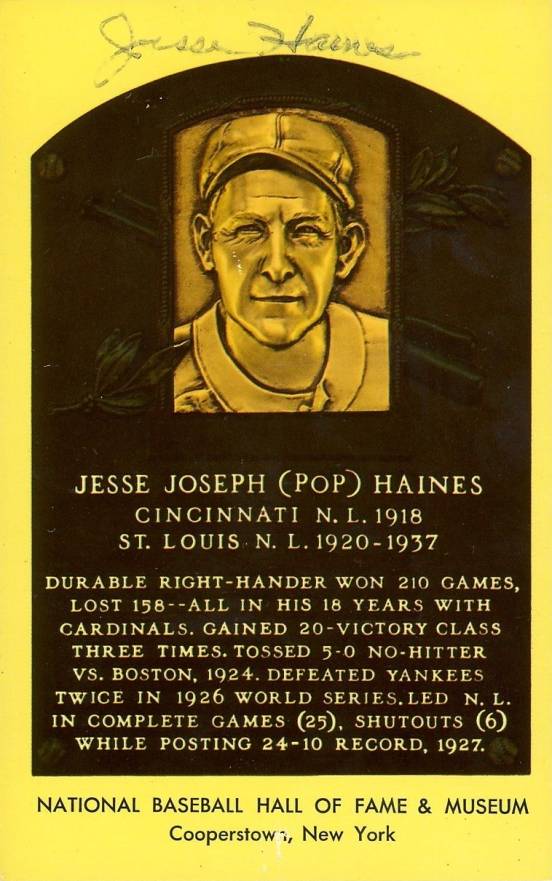 1999 Hall of Fame Autographs Jesse Haines # Baseball Card