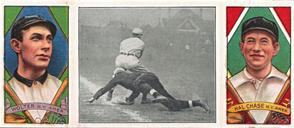 1912 Hassan Triple Folders Scrambling back to First # Baseball Card