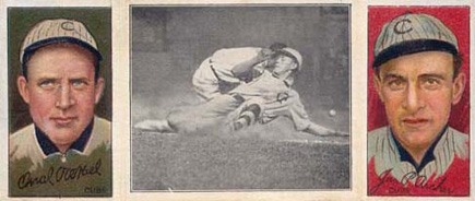 1912 Hassan Triple Folders Evers Makes a Safe Slide # Baseball Card