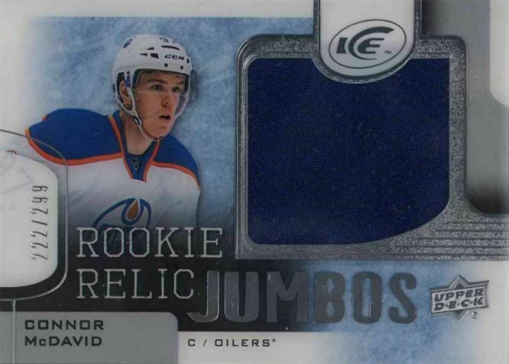 2015 Upper Deck Ice Rookie Relic Jumbo Connor McDavid #RRJCM Hockey Card