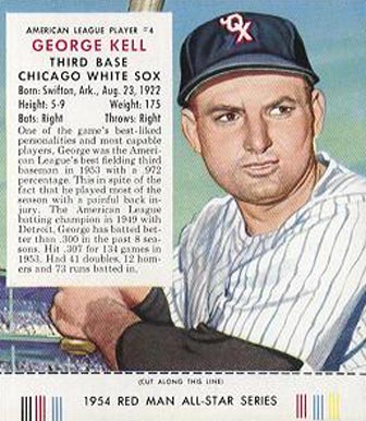 1954 Red Man Tobacco George Kell #4 Baseball Card