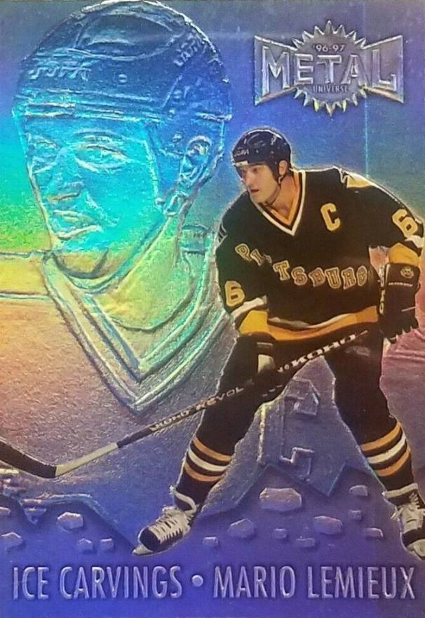 1996 Metal Universe Ice Carvings Mario Lemieux #10 Hockey Card