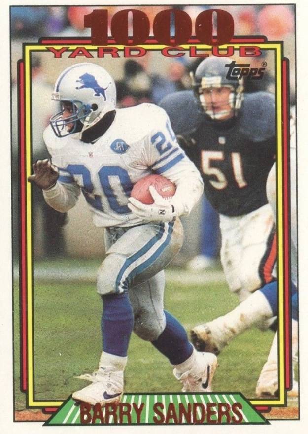 1992 Topps 1000 Yard Club Barry Sanders #2 Football Card