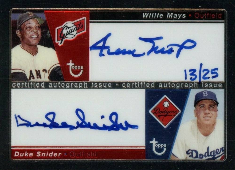 2004 Topps Retired Signature CO-Signers Duke Snider/Willie Mays #CS-MSN Baseball Card