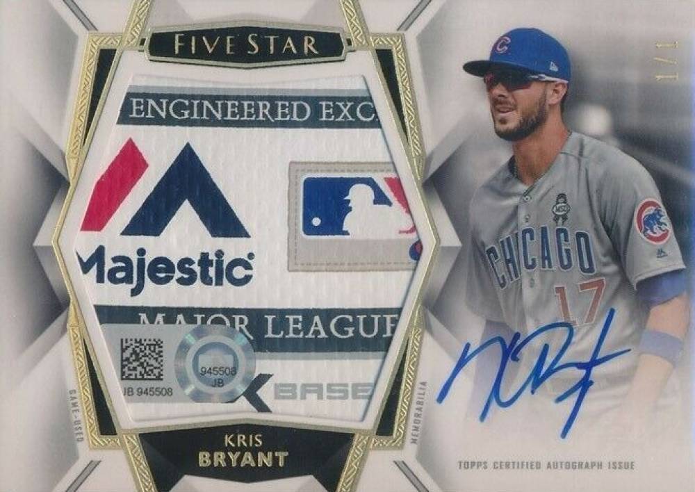 2019 Topps Five Star Autographed Jumbo Patch Kris Bryant #AJPKB Baseball Card