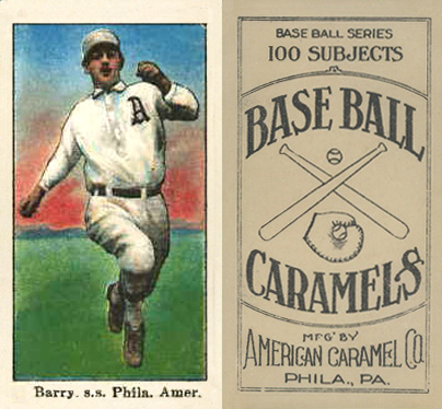 1909 E90-1 American Caramel Barry, s.s. Phila. Amer. # Baseball Card