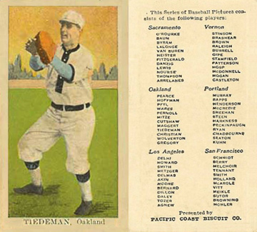 1911 Pacific Coast Biscuit Tiedeman # Baseball Card