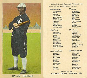 1911 Pacific Coast Biscuit Ryan # Baseball Card