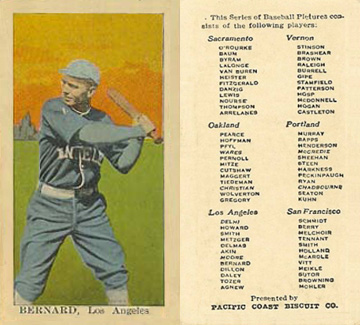 1911 Pacific Coast Biscuit Bernard # Baseball Card