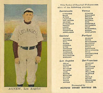 1911 Pacific Coast Biscuit Agnew # Baseball Card