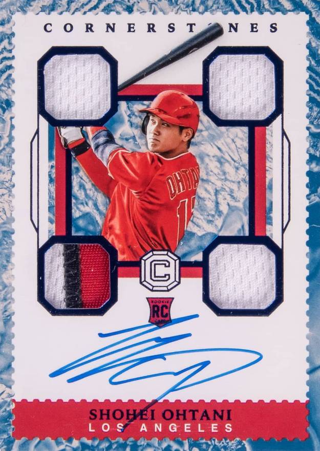 2018 Panini Chronicles Cornerstones Rookie Autograph Relics Shohei Ohtani #25 Baseball Card