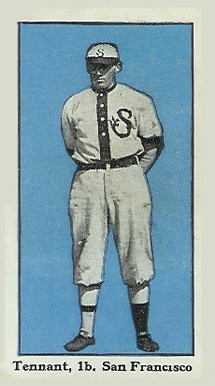 1911 Bishop & Co. P.C.L. Tennent, 1st B., San Francisco # Baseball Card