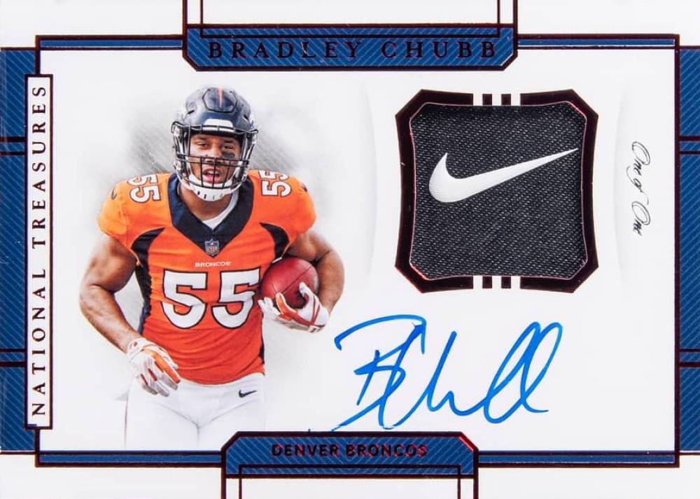 2018 Panini National Treasures Rookie Gloves Signatures Bradley Chubb #RGSBC Football Card