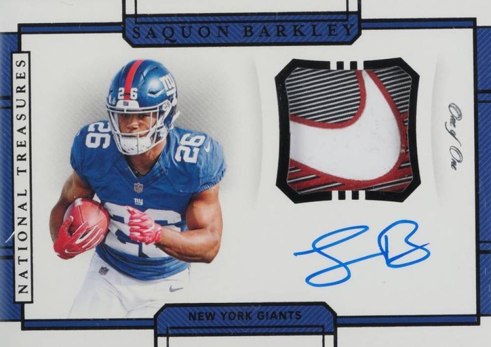 2018 Panini National Treasures Rookie Gloves Signatures Saquon Barkley #RGSSB Football Card