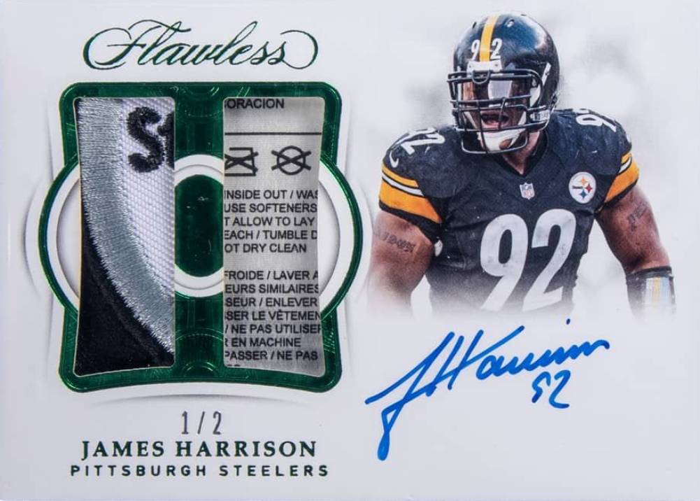 2018 Panini Flawless Dual Patch Autographs James Harrison #DPAJH Football Card