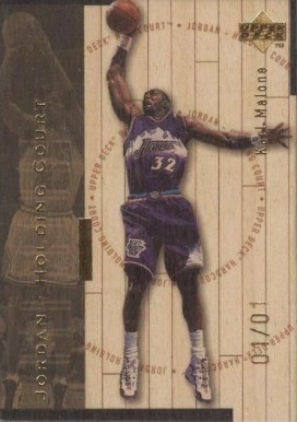 1998 Upper Deck Hardcourt Jordan Holding Court Karl Malone/Michael Jordan #J27 Basketball Card