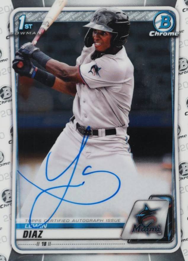 2020  Bowman Chrome Prospect Autographs Lewin Diaz #CPALD Baseball Card