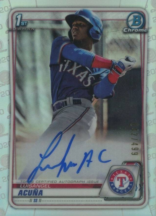 2020  Bowman Chrome Prospect Autographs Luisangel Acuna #CPALA Baseball Card