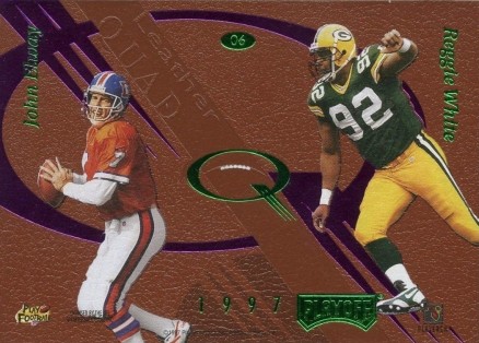 1997 Playoff Absolute Leather Quads John Elway/Reggie White/Terrell Owens/Warren Moon #LQ6 Football Card