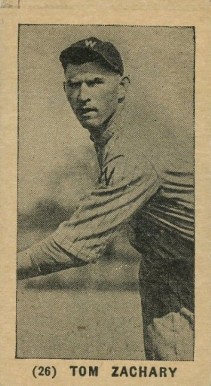 1927 York Caramel Type 1 Tom Zachary #26 Baseball Card