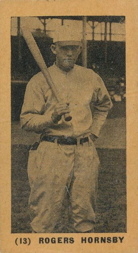 1927 York Caramel Type 1 Rogers Hornsby #13 Baseball Card