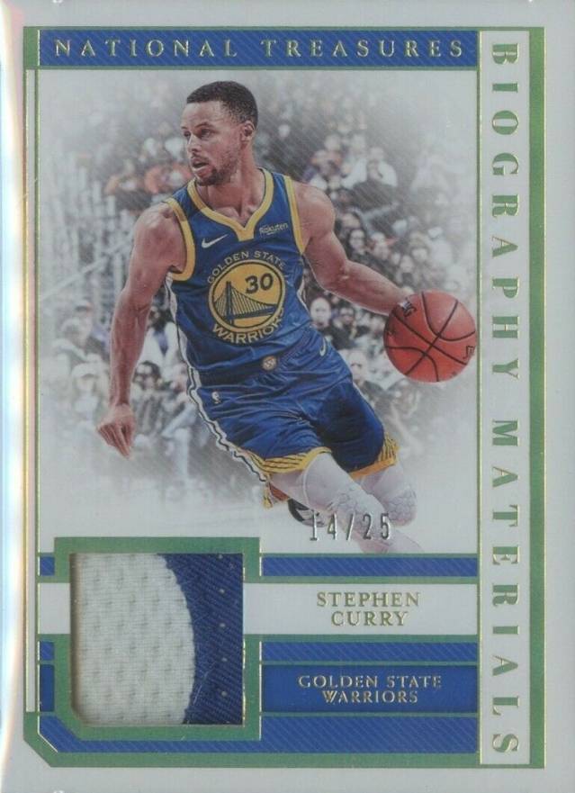 2018 National Treasures Biography Materials Stephen Curry #SCY Basketball Card