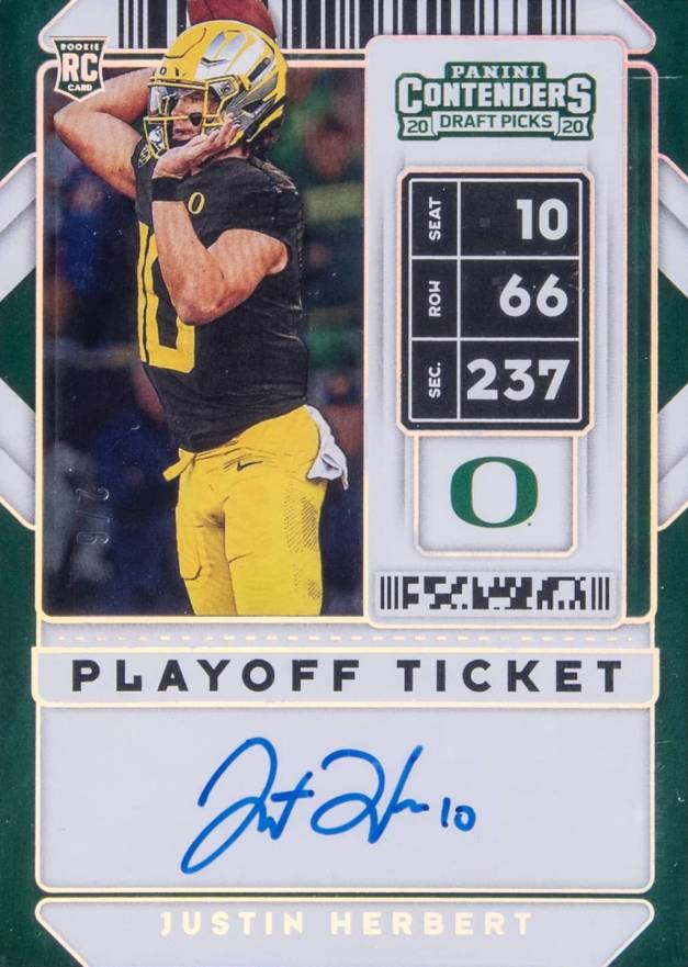 2020 Panini Contenders Draft Picks Justin Herbert #104 Football Card