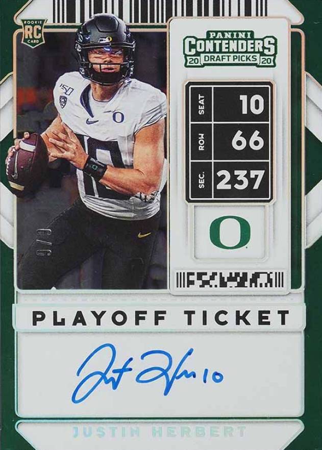 2020 Panini Contenders Draft Picks Justin Herbert #104 Football Card