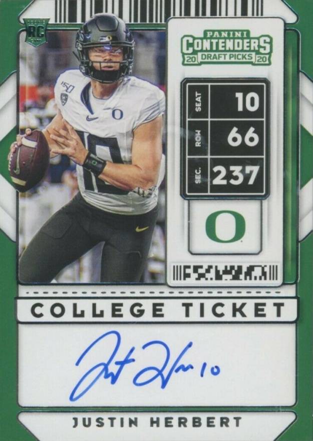 2020 Panini Contenders Draft Picks Justin Herbert #104 Football Card