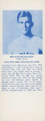 1968 Hall Of Fame Bookmarks Branch McCracken # Basketball Card