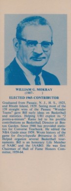 1968 Hall Of Fame Bookmarks William Mokray # Basketball Card