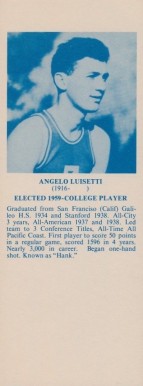 1968 Hall Of Fame Bookmarks Angelo Luisetti # Basketball Card