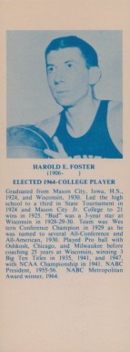 1968 Hall Of Fame Bookmarks Harold Foster # Basketball Card