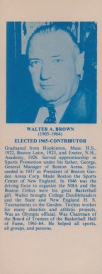 1968 Hall Of Fame Bookmarks Walter A. Brown # Basketball Card