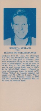 1968 Hall Of Fame Bookmarks Robert A. Kurland # Basketball Card