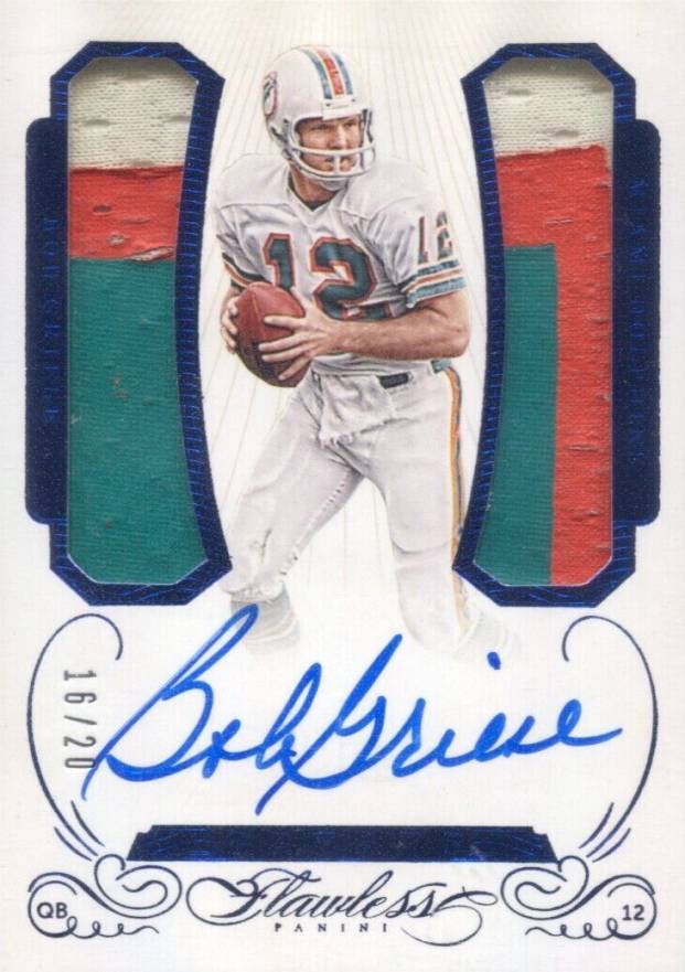 2015 Panini Flawless Greats Patches Dual Autograph Bob Griese #BG Football Card