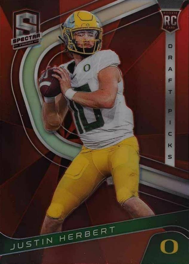 2020 Panini Chronicles Draft Picks Spectra Justin Herbert #4 Football Card