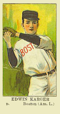 1910 American Caramel Edwin Karger p. # Baseball Card