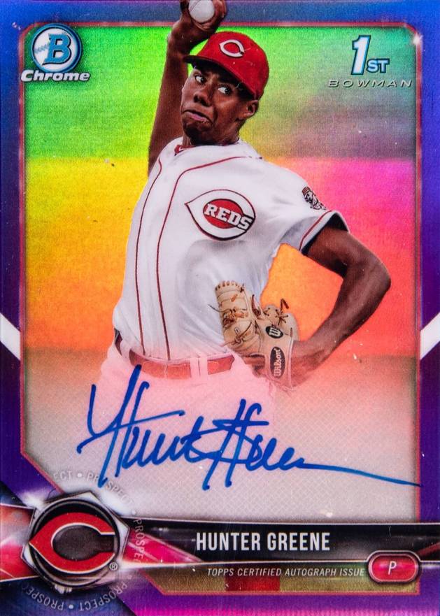 2018 Bowman Prospects Autographs Chrome Hunter Greene #HG Baseball Card