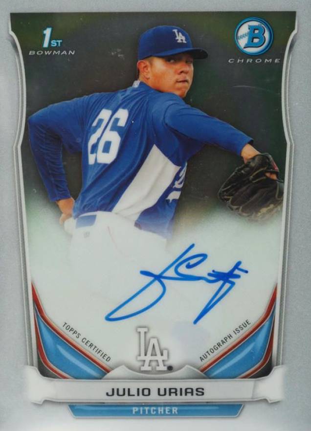 2014 Bowman Chrome Autograph Prospects Julio Urias #JU Baseball Card