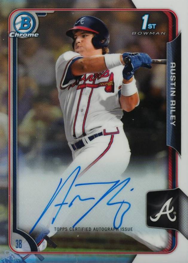 2015 Bowman Chrome Draft Pick Autograph Austin Riley #BCAARI Baseball Card