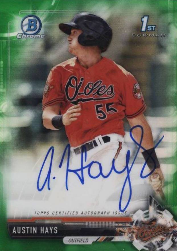 2017 Bowman Chrome Prospect Autograph Austin Hays #AH Baseball Card