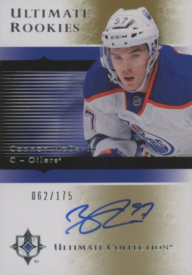 2015 Upper Deck Ultimate Collection '05 Ultimate Rookie Autograph Connor McDavid #05-CM Hockey Card